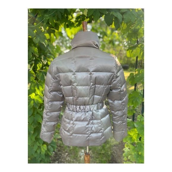 90s Y2K Guess Silver Metallic Satin Down Puffer Jacket Belt - Picture 13 of 16